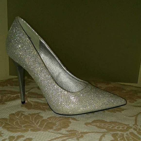 wide silver pumps